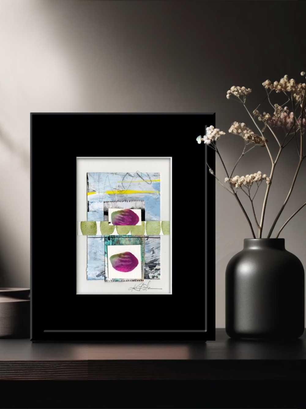 Original Abstract Collage Art in acid free mat - Collage Abstraction 1
